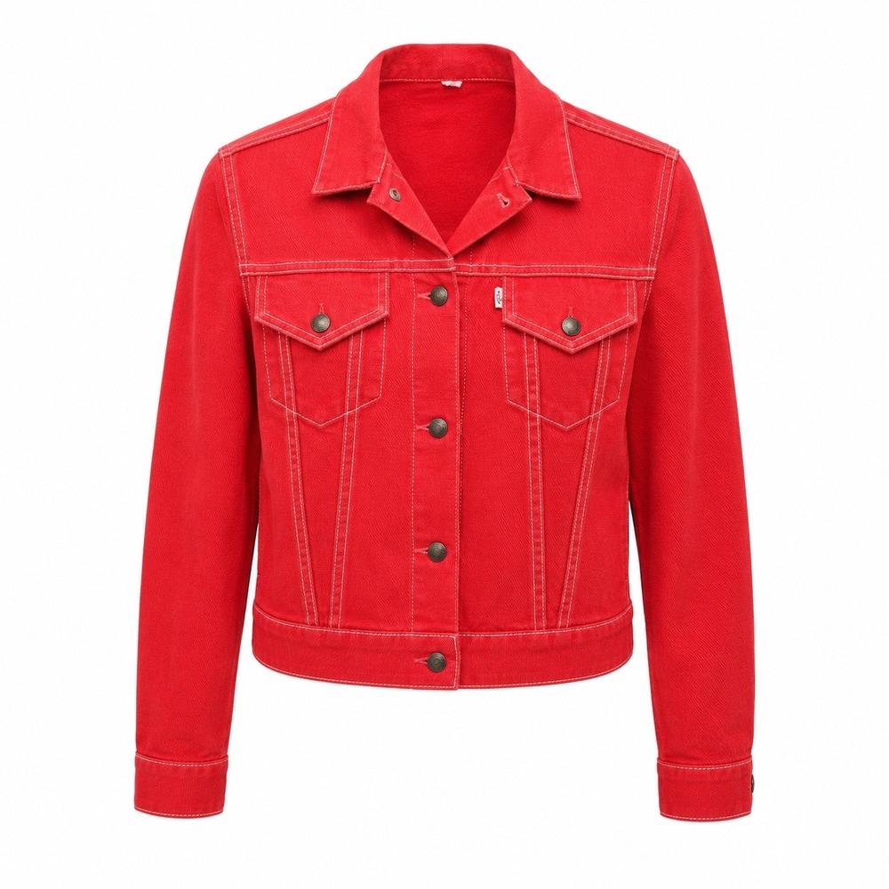 RARE Vintage 60s Levis Big E Just For Gals Red Canvas Trucker Jacket Kids Med
